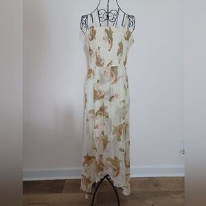 Vince Camuto Cream Paisley Smocked Maxi Dress